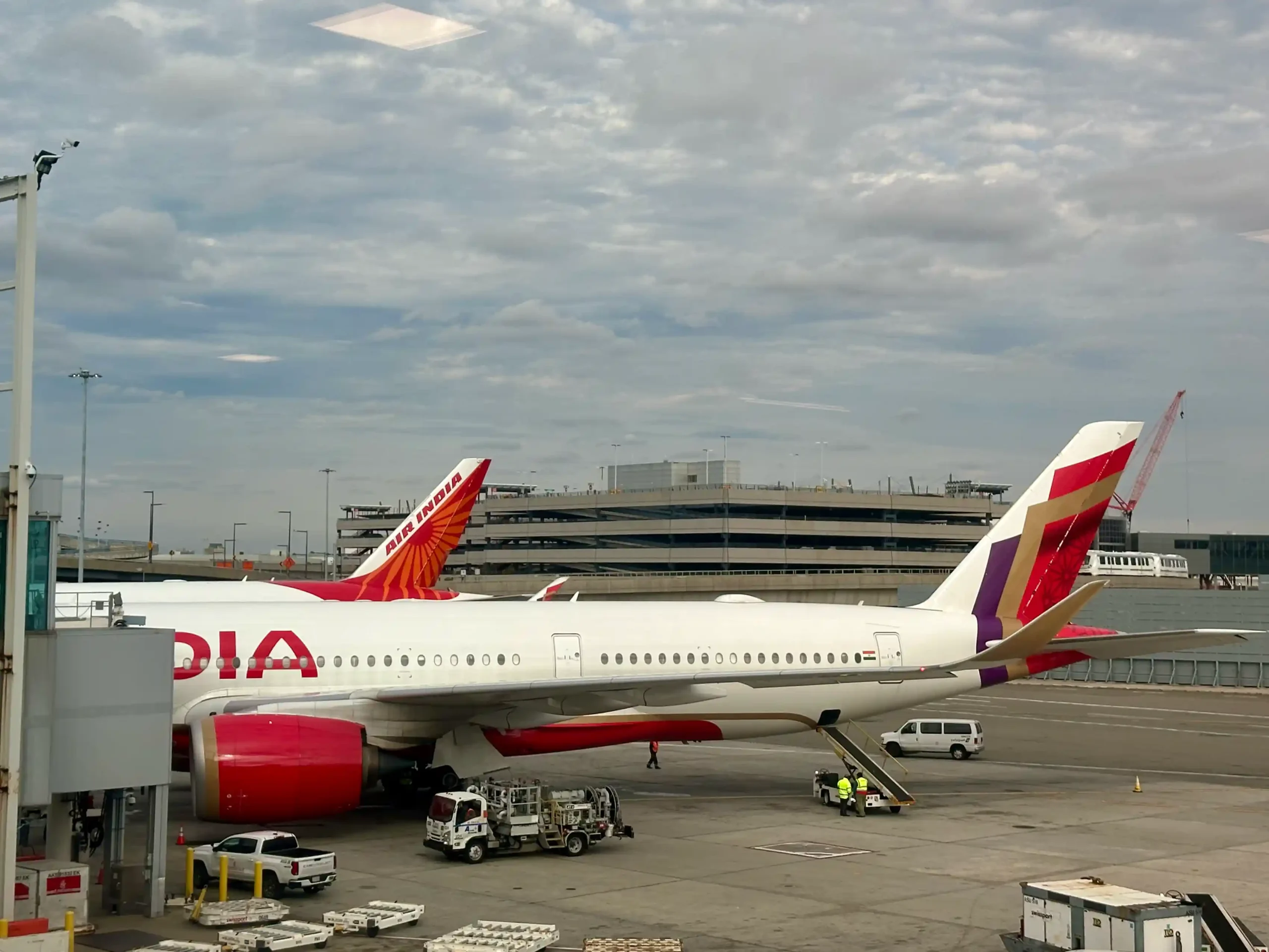 a large airplane parked at an airport