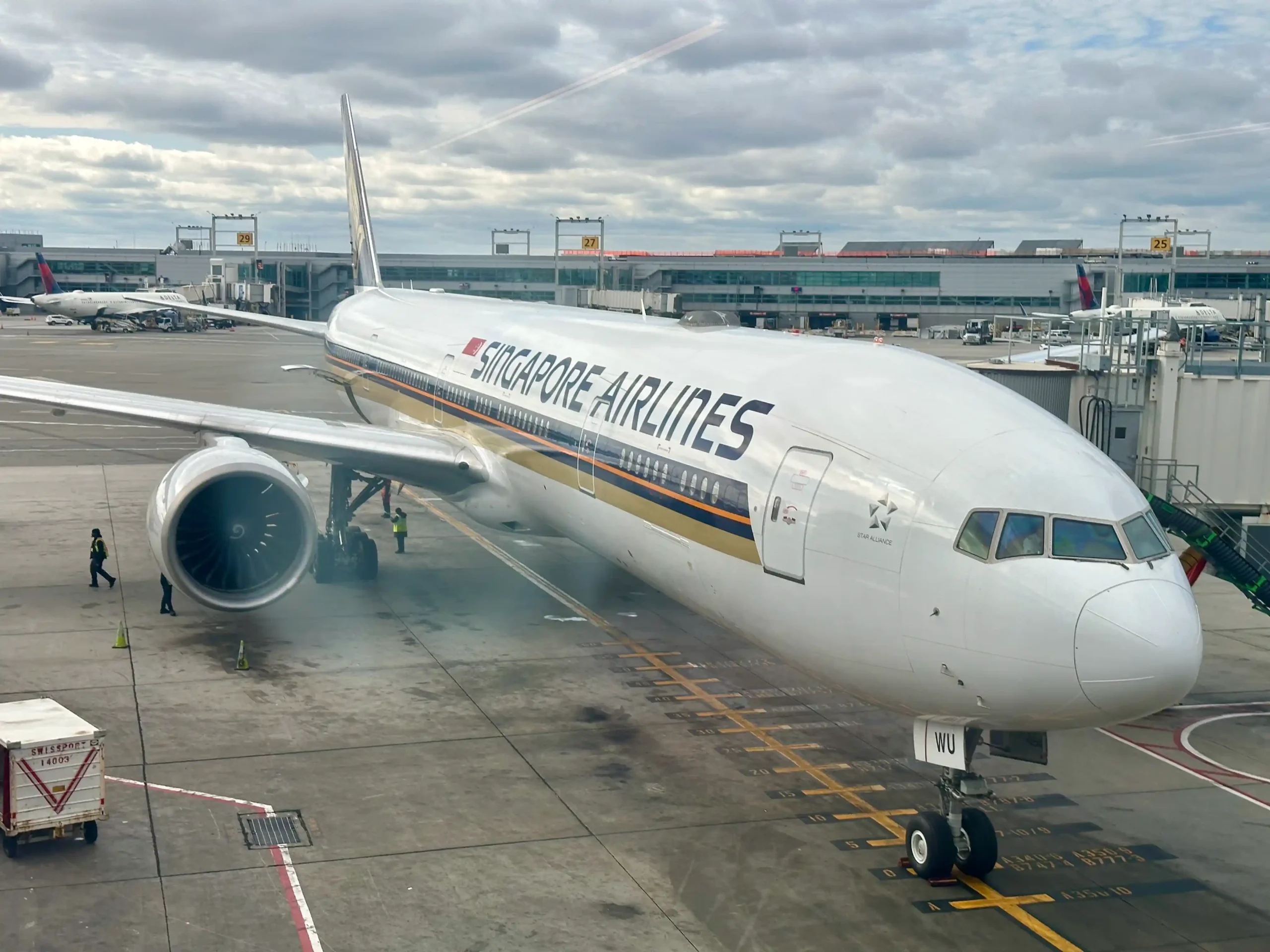 a large airplane at an airport