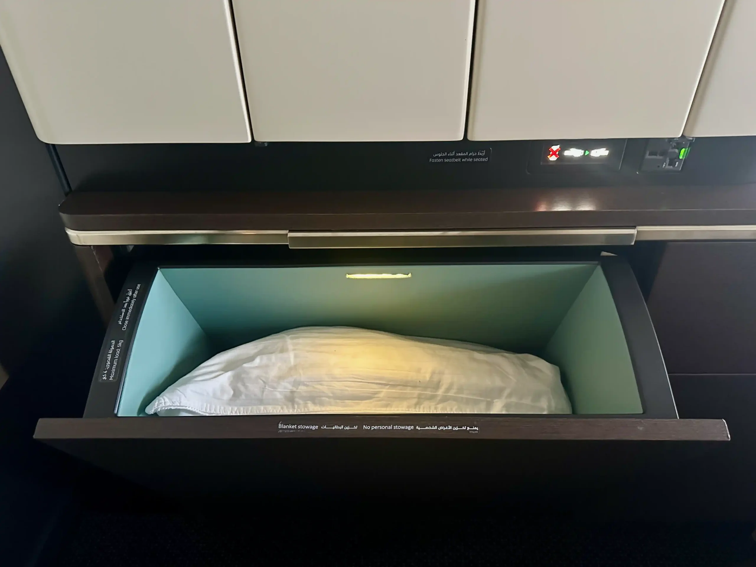 a pillow in a drawer