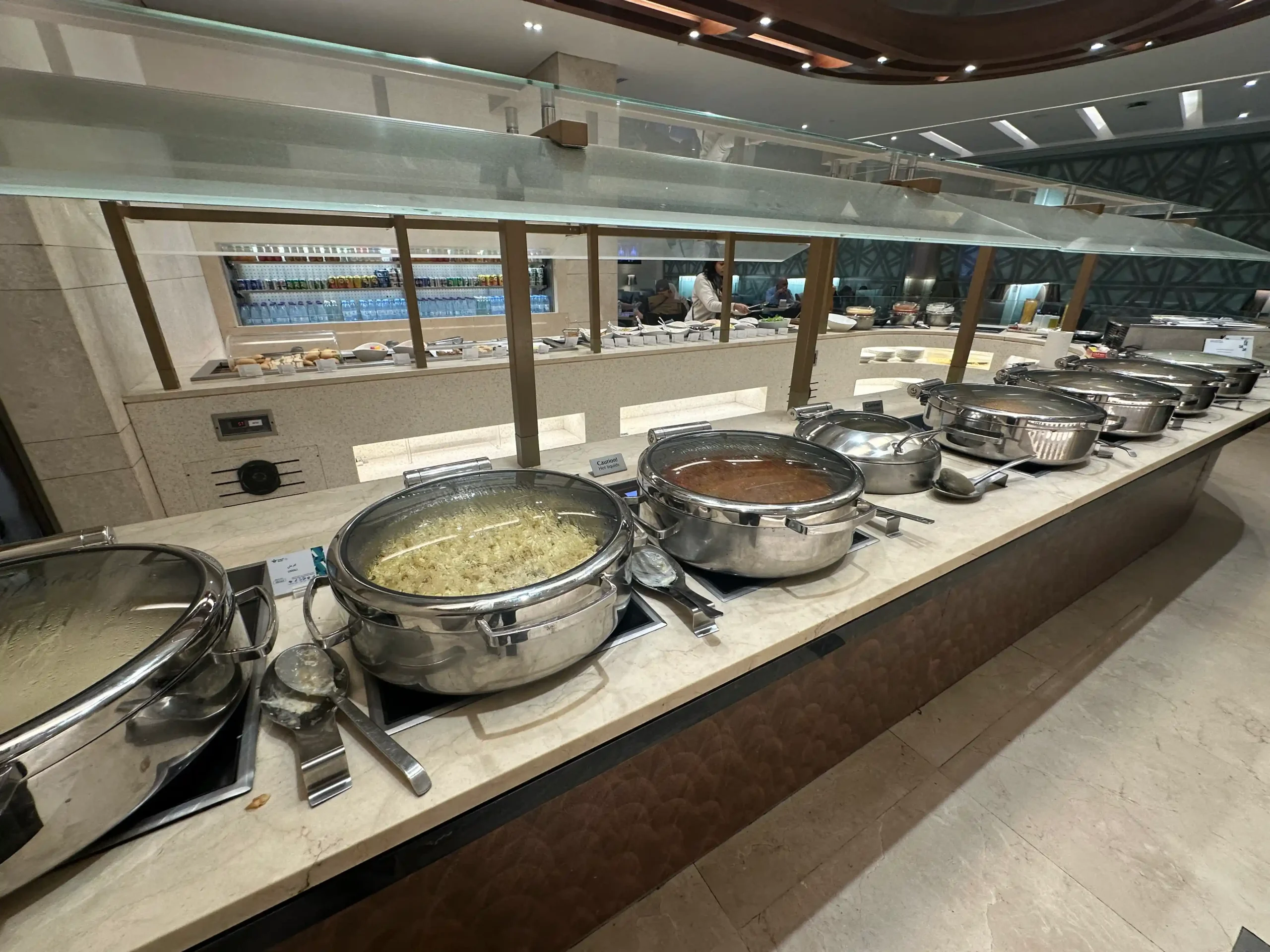 a row of food on a counter