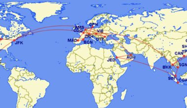 A map detailing the 26 flights the author will be taking over 10 days